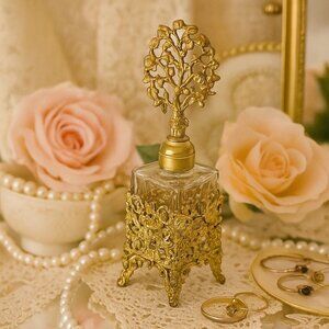 Vintage Ornate Perfume Bottle – Made in West Germany – Filigree Vanity Decor